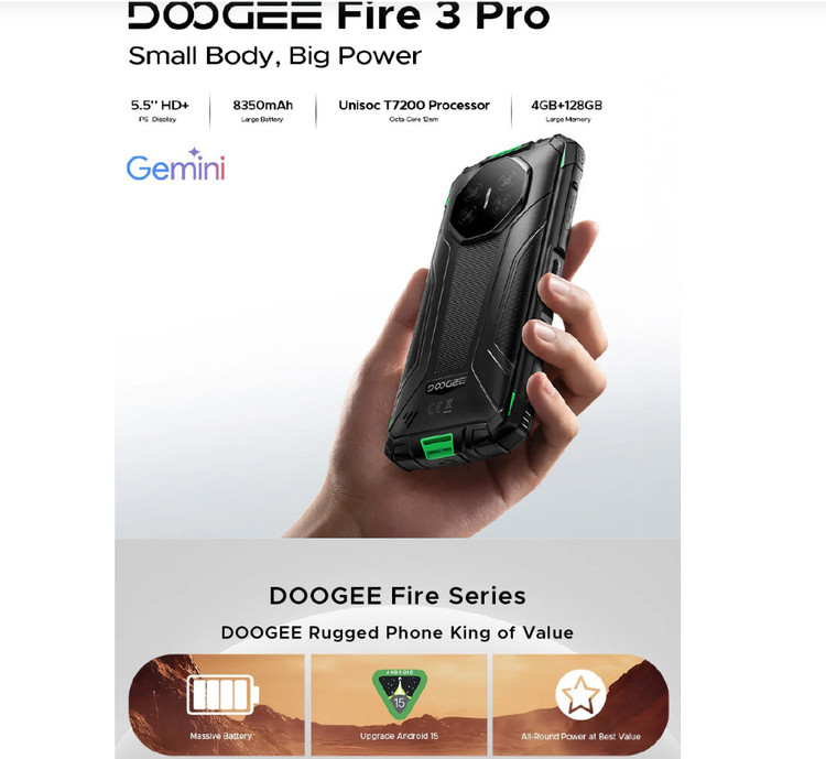 گوشی موبایل دوجی مدل Fire 3 Pro ظرفیت ۱۲۸ گیگابایت و رم 16 گیگابایت