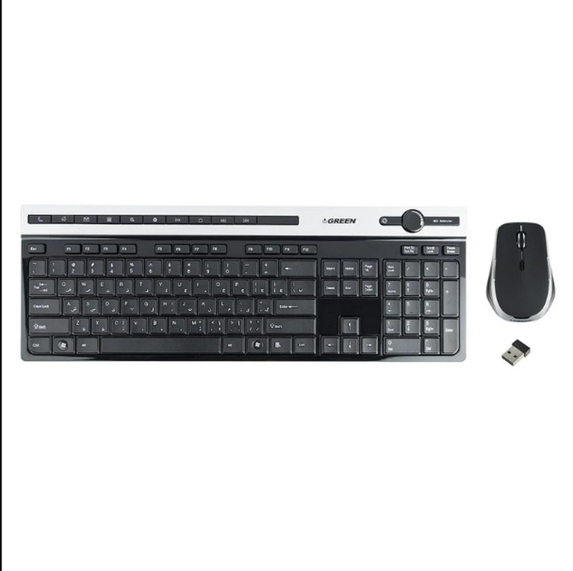 کیبورد و ماوس بی‌سیم گرین مدل GKM-505W