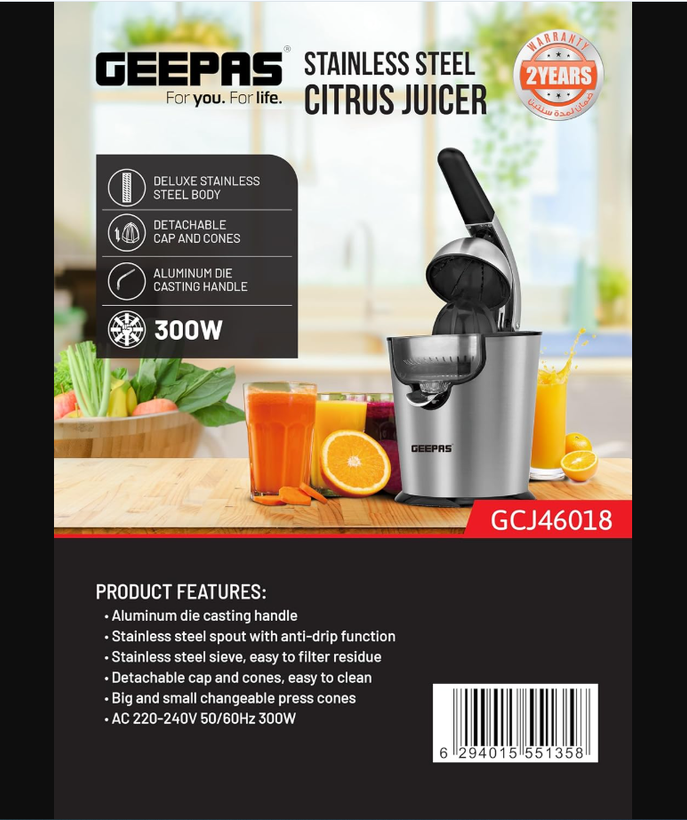 آبمرکباتگیر حرفهای Geepas مدل GCJ46018 (بدنه استیل)