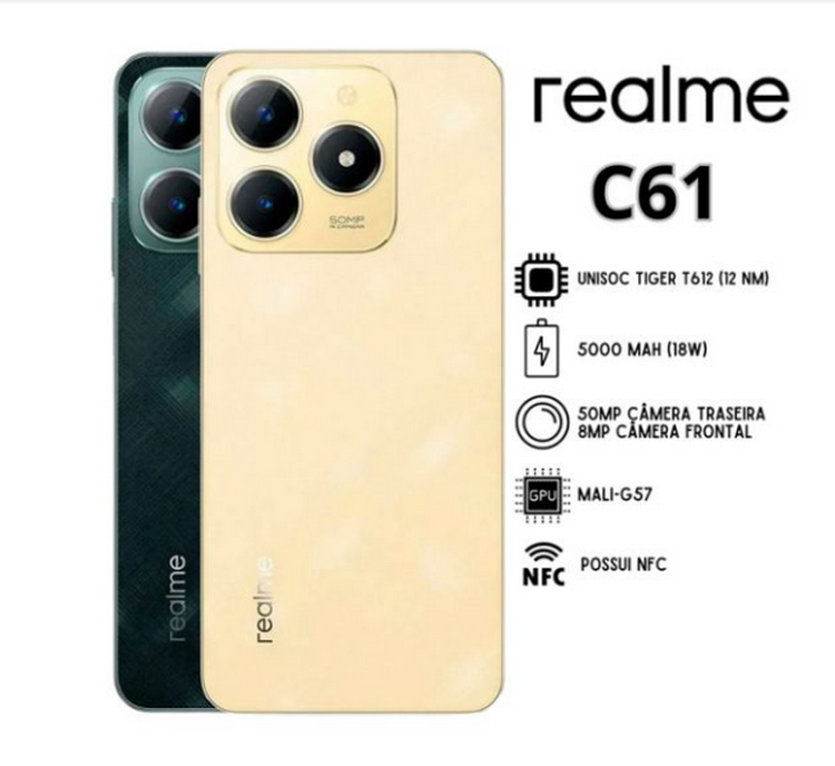 گوشی موبایل ریلمی Realme C61 4G ظرفیت 256 رم 8 گیگابایت - طلایی