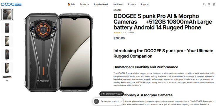 گوشی هوشمند جانسخت دوجی (DOOGEE) مدل S punk Pro - رم 32 گیگ | حافظه ۵۱۲ گیگ