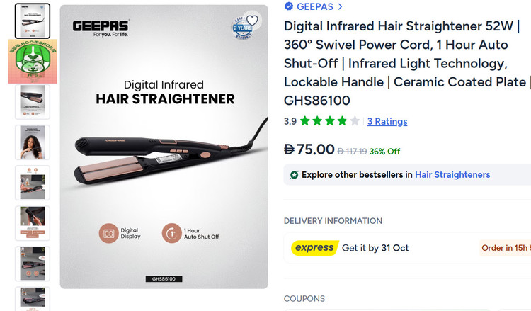 اتو موی هوشمند مادون قرمز (Infrared) جیپاس مدل GHS86100